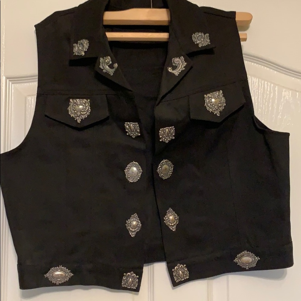 Black Vest with Pewter Embellishment